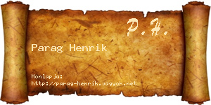 Parag Henrik névjegykártya